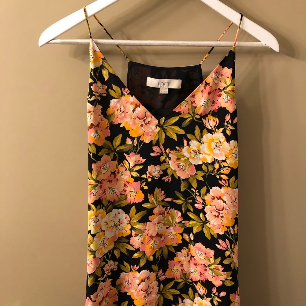 Loft Medium navy blue floral tank top